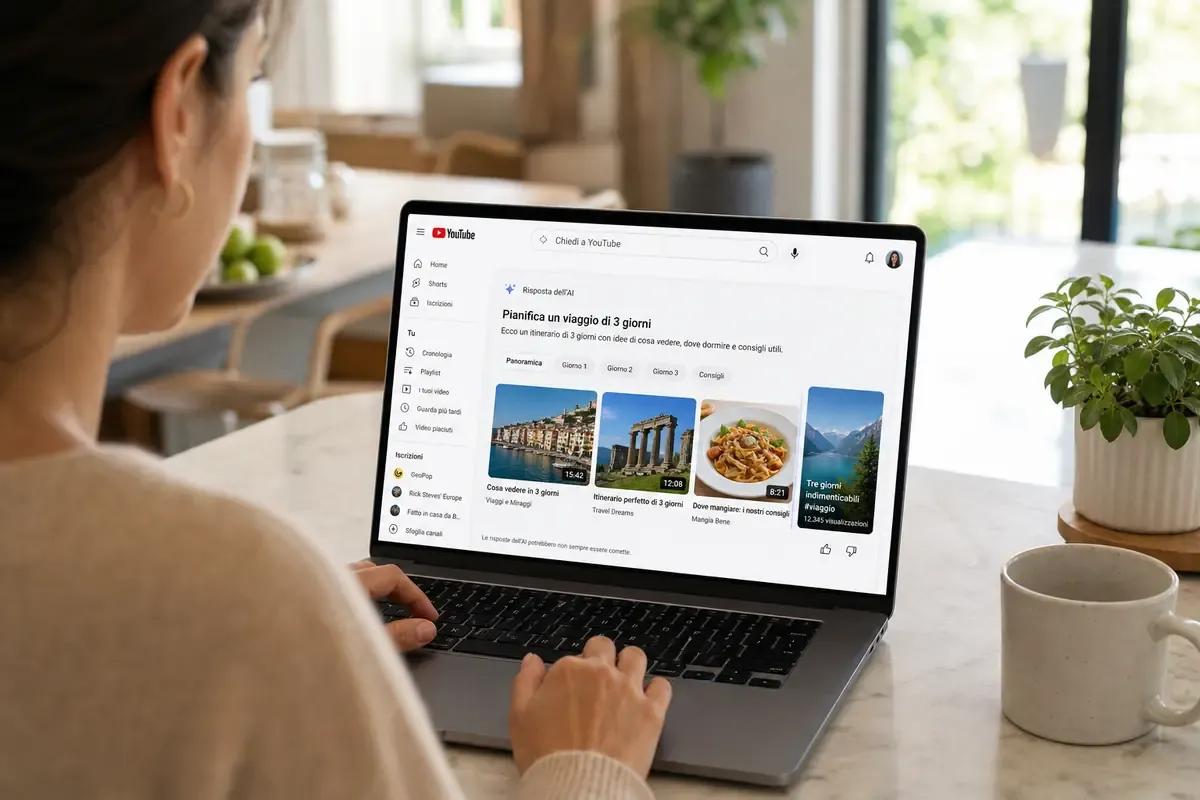 YouTube prova la ricerca AI: “Chiedi a YouTube” risponde con video e Shorts