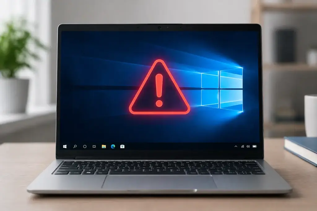 Laptop con Windows 10 e pericolo