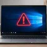 Laptop con Windows 10 e pericolo