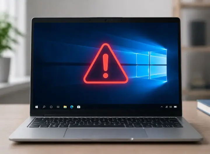 Laptop con Windows 10 e pericolo