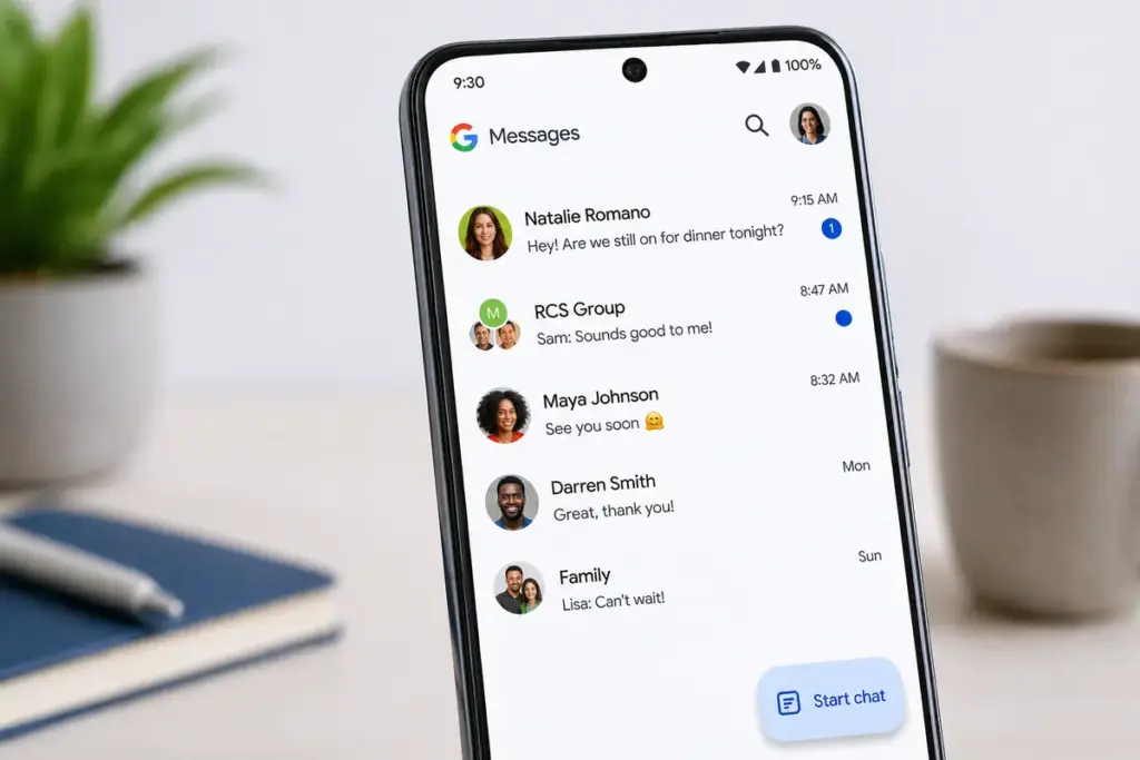 Smartphone con Google Messages