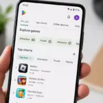 Smartphone con Play Store in uso