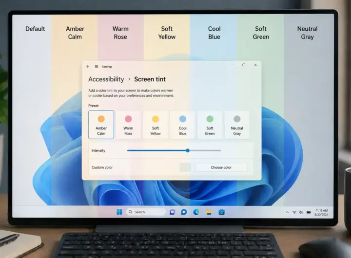 impostazioni Screen Tint su Windows 11