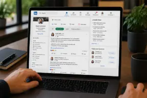 laptop con LinkedIn aperto