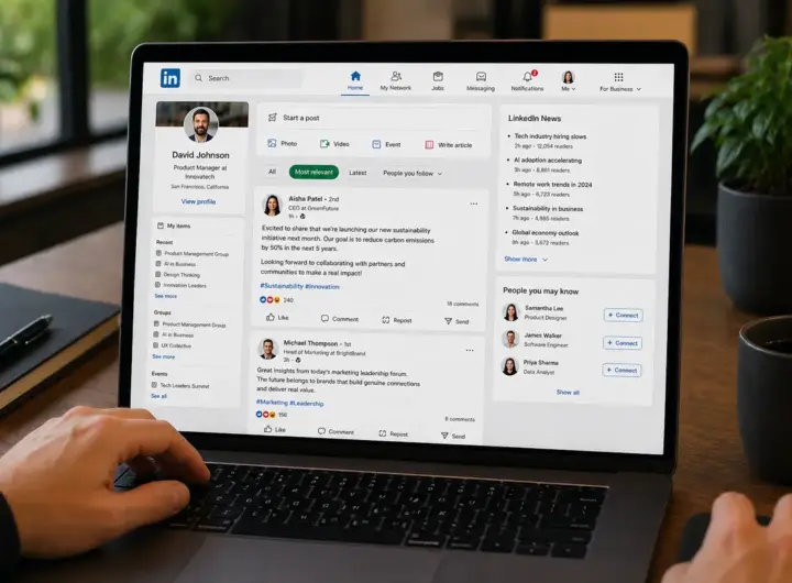 laptop con LinkedIn aperto